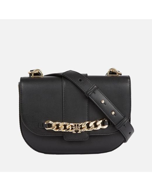 Tommy Hilfiger Black Luxe Faux Leather Crossbody Bag