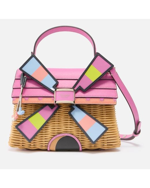 Kate Spade Pink Tee Time Wicker 3d Windmill Bag
