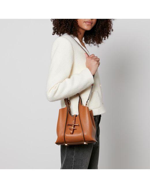 Tod's Brown Mini T Timeless Leather Hobo Bag