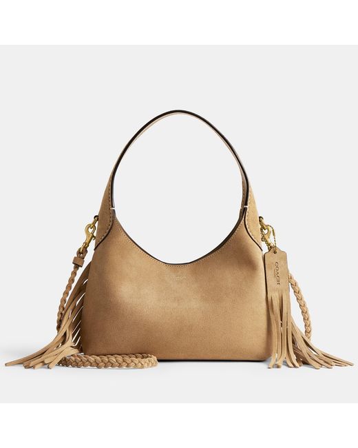 COACH Brown Fringe Brooklyn 23 Suede Shoulder Bag