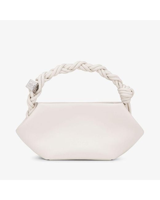 Ganni Natural Mini Eyelets Lace-up Leather-blend Bou Bag