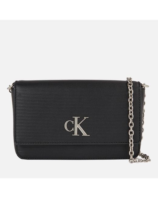 Calvin Klein Black Minimal Faux Leather Crossbody Wallet