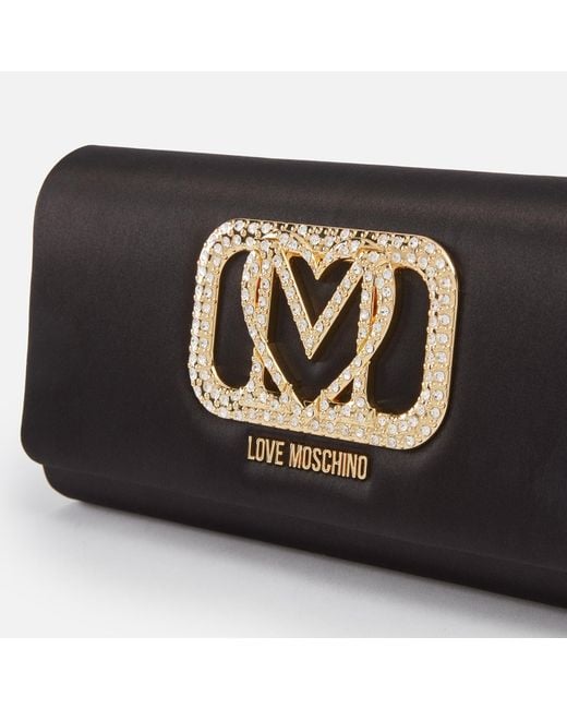 Love Moschino Black Borsa Satin Clutch Bag