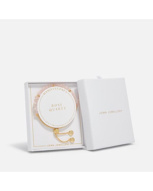 Joma Jewellery White Manifestones Rose Quartz Love Gold-plated Bracelet