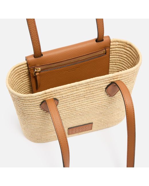 Strathberry Natural The Raffia And Leather Basket Bag