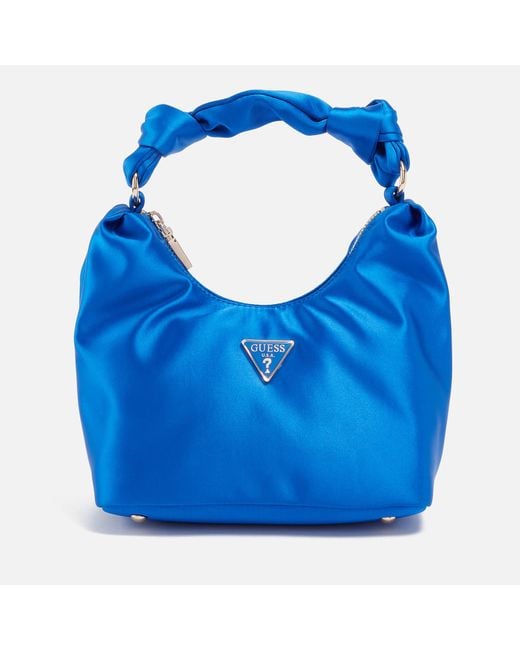 Guess Blue Velina Satin Hobo Bag