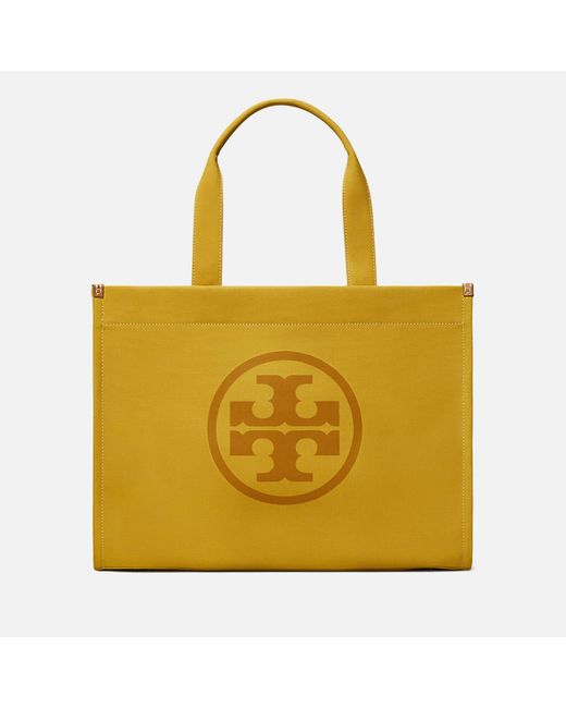 Tory Burch Ella Canvas Tote Bag in Yellow | Lyst UK