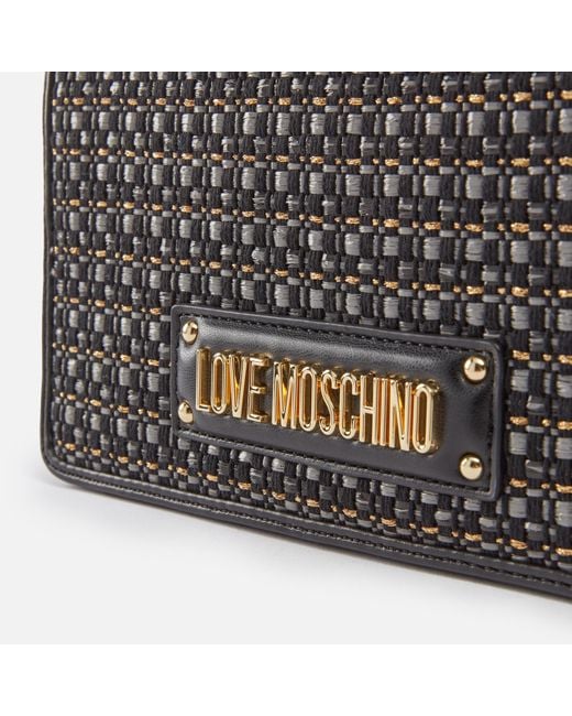 Love Moschino Metallic Mademoiselle Raffia And Faux Leather Bag