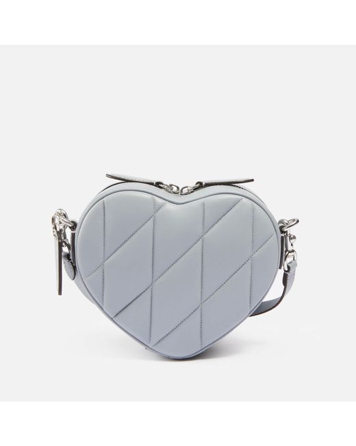 COACH Gray Heart Quilted Grey Blue Leather Cross-body Bag