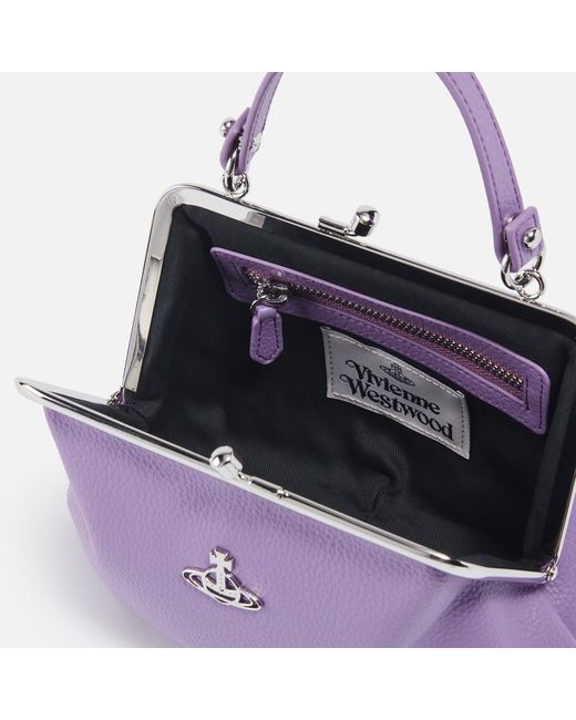 Vivienne Westwood Purple Pebble-grain Faux Leather Granny Frame Purse