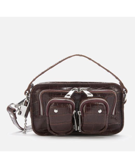 Nunoo Helena Brown Leather Mini Crossbody Bag With Mock-croc Embossing |  Lyst Canada