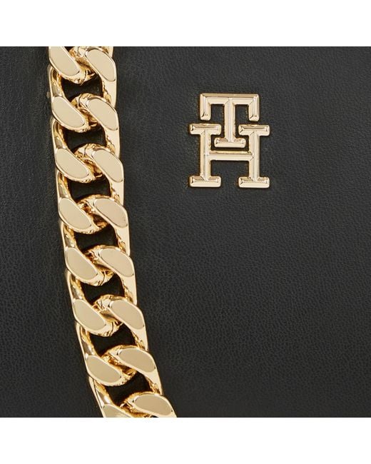 Tommy Hilfiger Black Th Refined Faux Leather Shoulder Bag