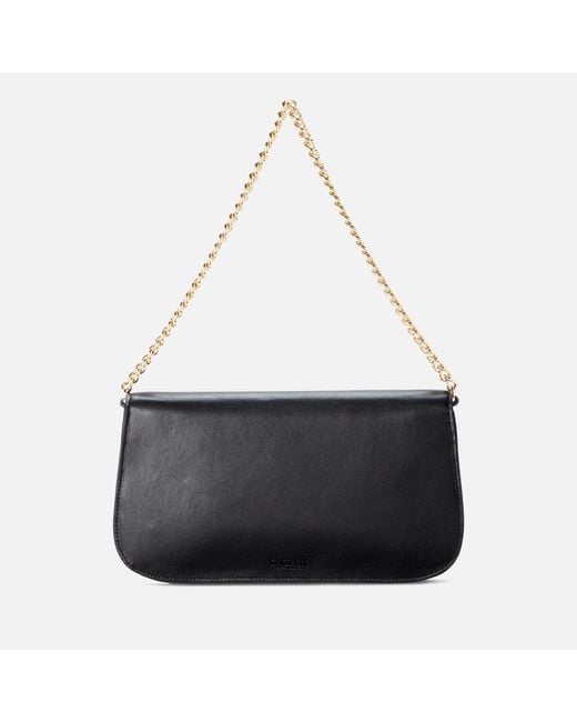 Lauren by Ralph Lauren Black Tanner Medium Leather Shoulder Bag