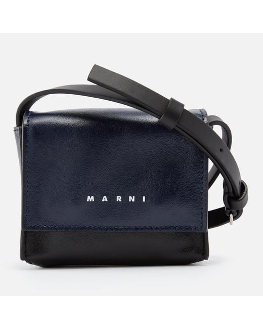 バッグ MARNI Crossbody Bag BLACK /BLUE Deep blue leather Trunkaroo crossbody bag | Marni
