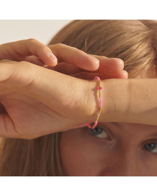 Anni Lu Pink Clemence 18-karat Gold Plated Bead Bracelet