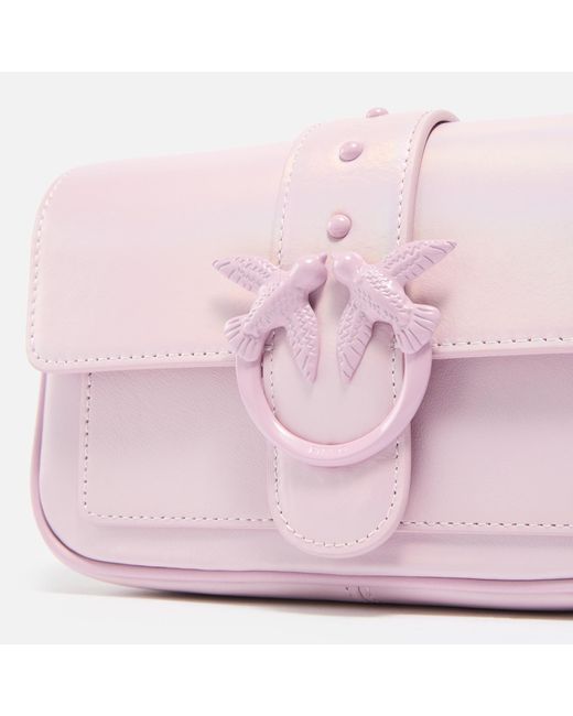 Pinko Pink Love One Pocket Iridescent Leather Crossbody Bag