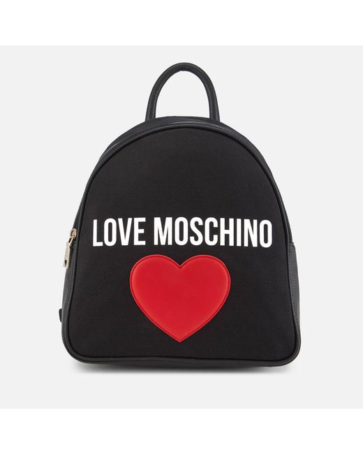 Love Moschino Black Canvas Heart Logo Backpack