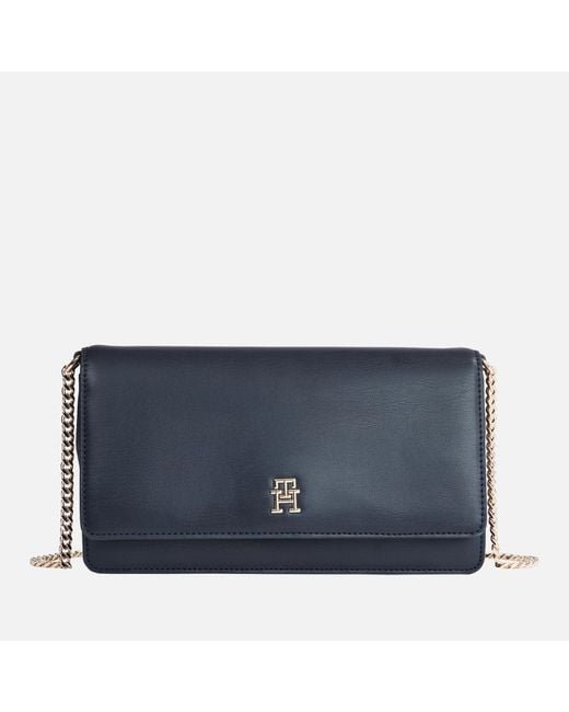 Tommy Hilfiger Blue Refined Chain Faux Leather Crossbody Bag