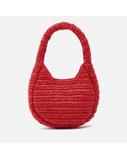 Damson Madder Red Rosette Straw Bag