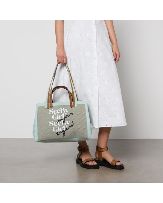 See By Chloé Metallic See Bye Bye Woven Tote Bag