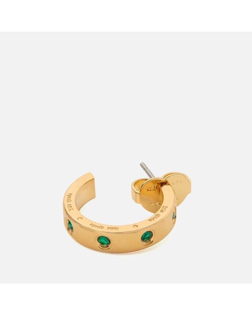 Kate Spade Metallic Set In Stone Gold-tone Huggies