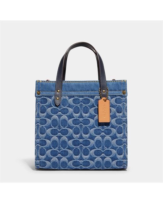 COACH Washed Denim Signature Field Tote Bag 22 in Blue Lyst Canada