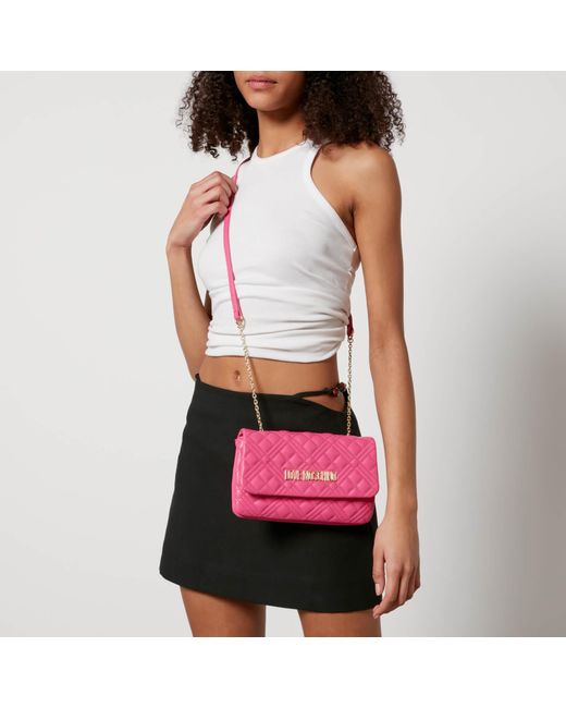 Love Moschino Pink Borsa Quilted Faux Leather Crossbody Bag