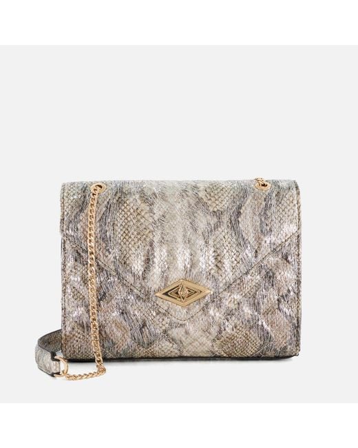 Dune Metallic Dellsie Quilted Sanke Effect Faux Leather Bag