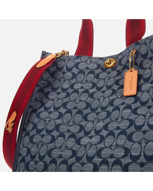 COACH Signature Chambray Canvas Tote Bag 34 in Blue Lyst