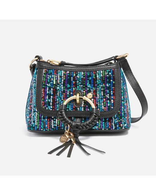 See By Chloé Blue Joan Sequinned Leather Mini Crossbody Bag