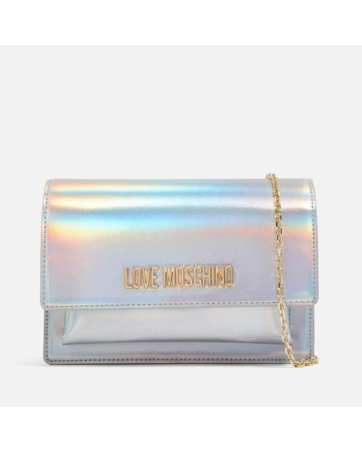 Love Moschino Blue Classic Chain Faux Leather Crossbody Bag