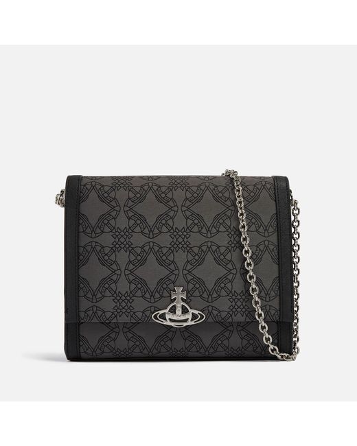 Vivienne Westwood Black Lucy Medium Jacquard And Faux Leather Bag