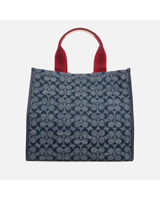 COACH Signature Chambray Canvas Tote Bag 34 in Blue