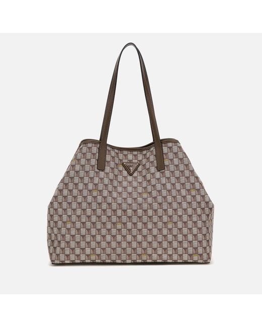 Guess Gray Vikky Ii Large Faux Leather Tote Bag