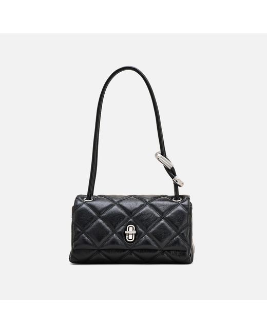 Marc Jacobs Women The Mini Dual Shoulder Bag With Diamond Quilting In Black Leather For Women