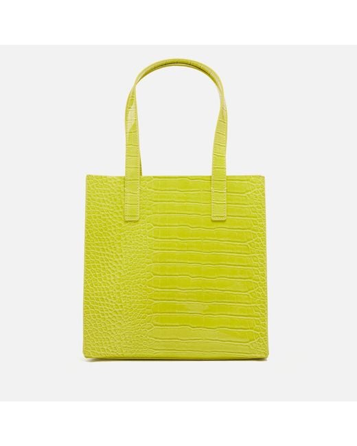 Ted Baker Yellow Reptcon Small Croc-effect Faux Leather Tote Bag