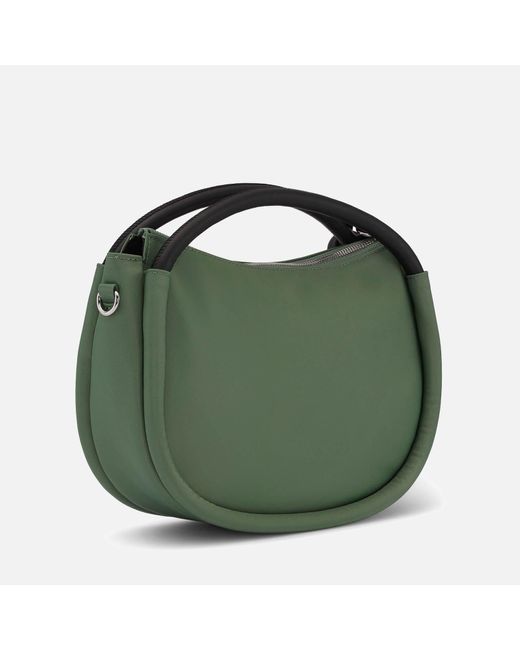 Ganni Green Mini Knot Leather-trimmed Recycled Shell Bag