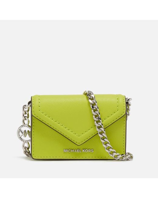 MICHAEL Michael Kors Jet Set Small Envelope Faux Leather Bag in Green
