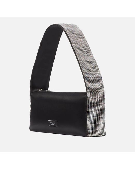 Kate Spade Black Afterparty-crystal Embellished Satin Shoulder Bag