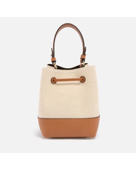 Strathberry Natural Lana Osette Canvas And Leather Bucket Bag