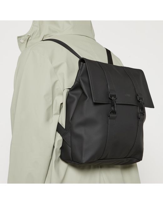 Rains Black Msn Mini Waterproof Matte Shell Backpack