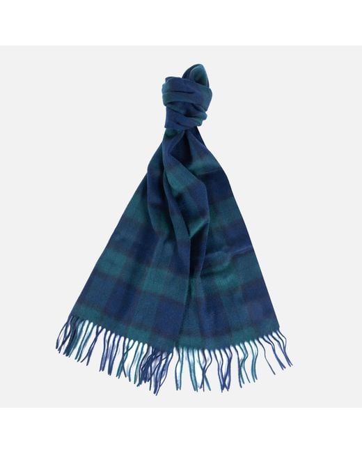 Barbour Blue Tartan Scarf And Gloves Gift Set for men