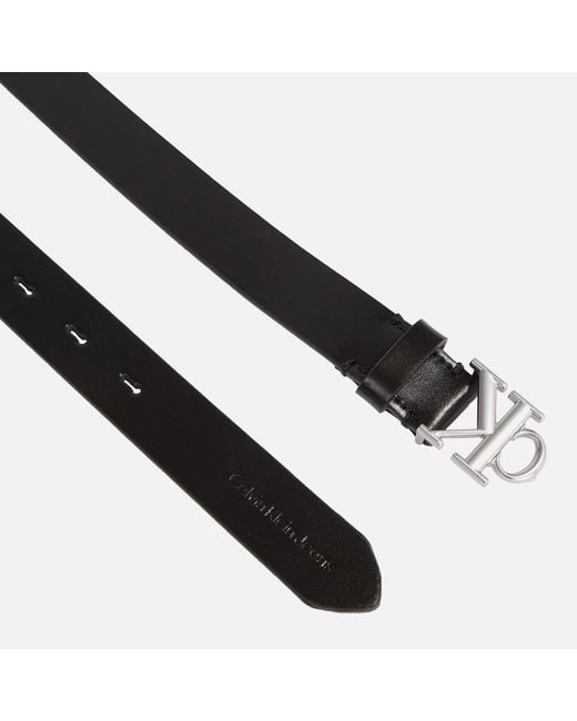 Calvin Klein Black Round Mono Plaque Leather Belt