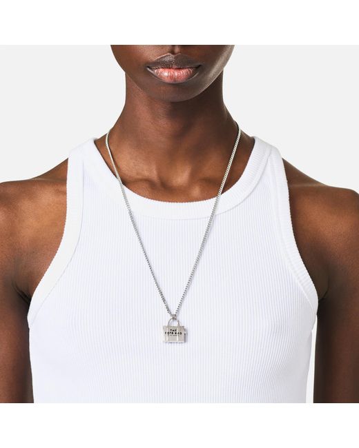 Marc Jacobs Metallic Silver-plated Tote Bag Pendant Necklace