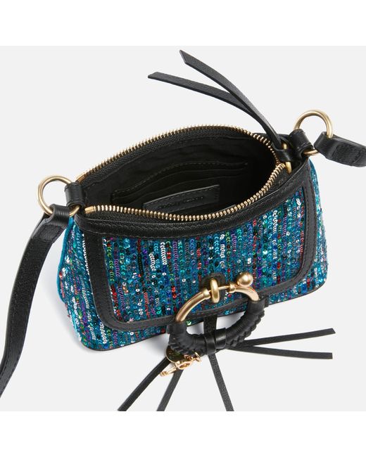 See By Chloé Blue Joan Sequinned Leather Mini Crossbody Bag