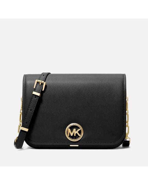 MICHAEL Michael Kors Black Delancey Leather Medium Chain Messenger Bag