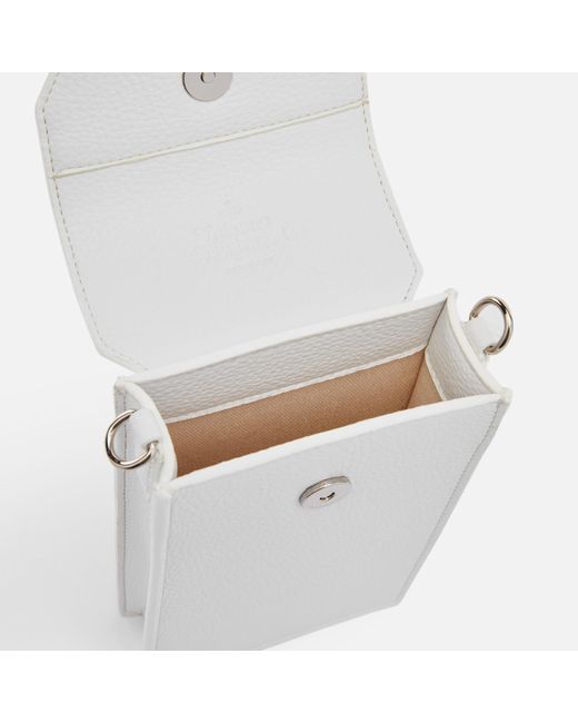 Vivienne Westwood White Re-vegan Pebble-grained Faux Leather Phone Bag