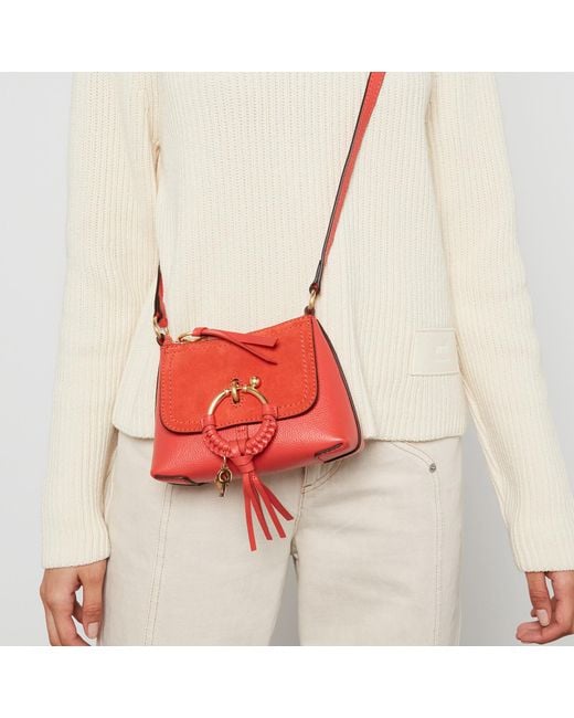 See By Chloé Red Joan Mini Leather And Suede Crossbody Bag
