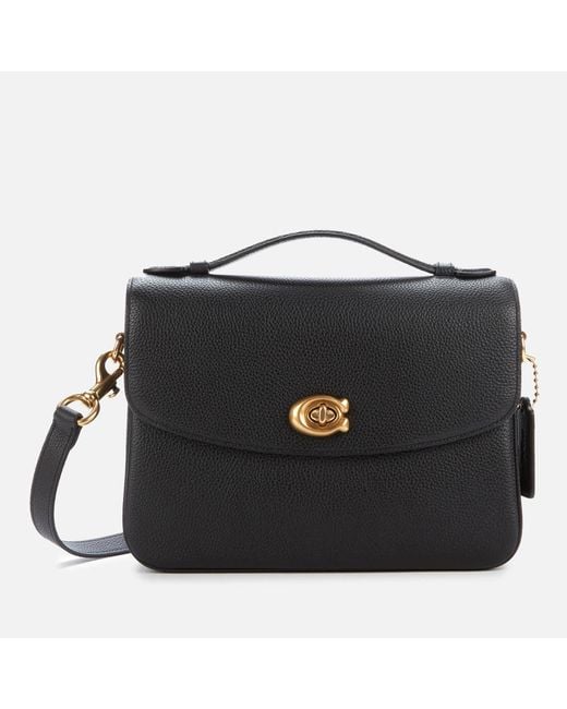 COACH Black Polished Pebbled Leather Cassie Cross Body Bag