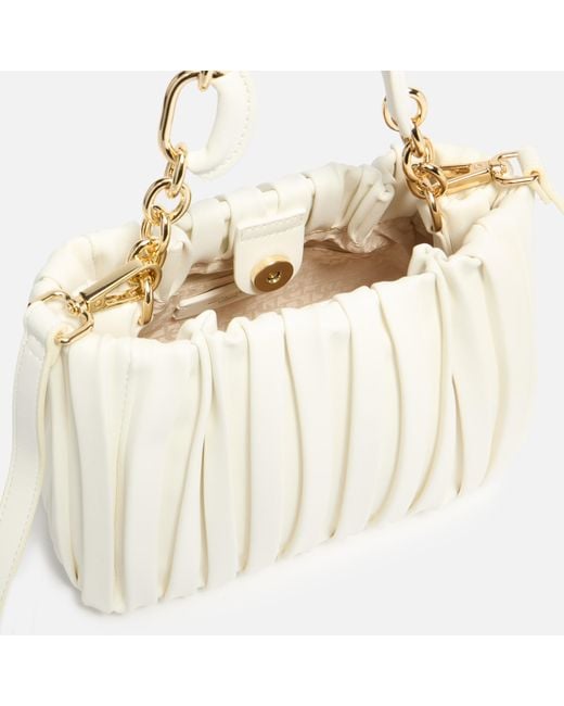 Dune White Dinidominie Small Pleated Faux Leather Tote Bag
